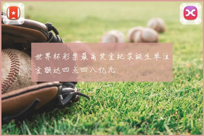 世界杯彩票最高奖金纪录诞生单注金额达四点四八亿元